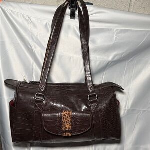 Villager Dark Brown Crocodile Pattern Shoulder Bag